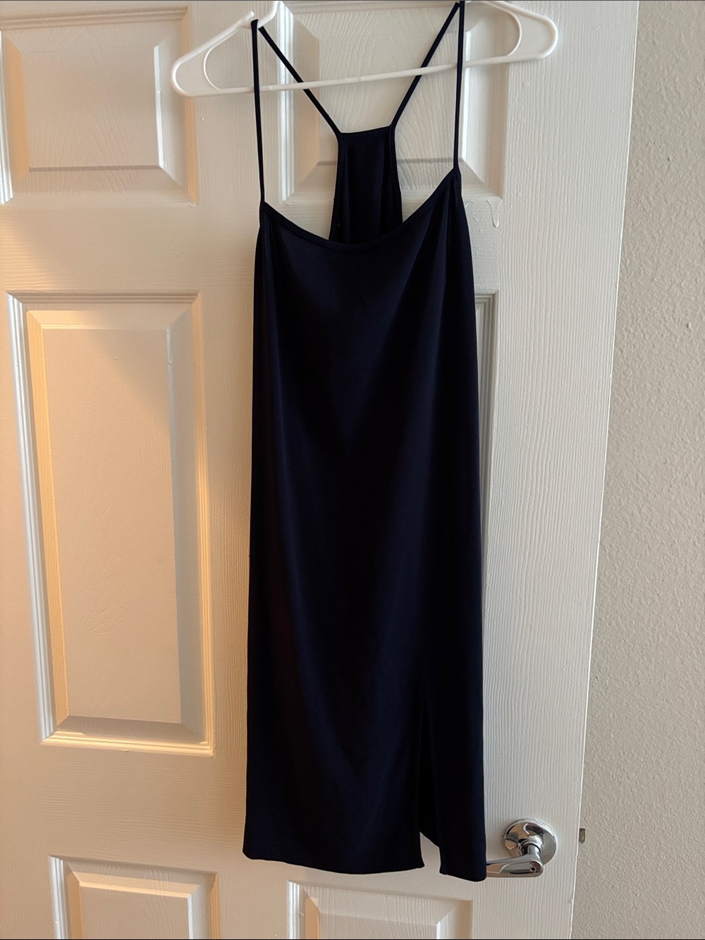 Black Slip Midi Dress with Racerback Straps